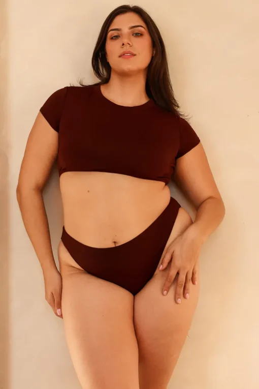 Mocha Crop Top Cheeky Set